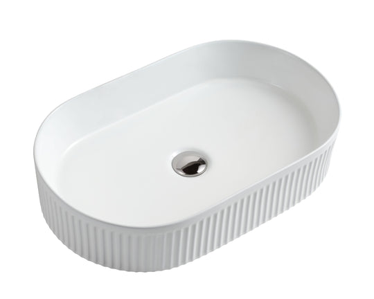 Cora 58 Counter-Top Fluted Oval Basin - Matt White