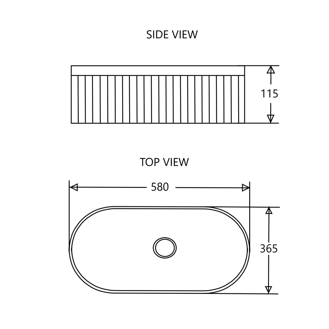 Cora 58 Counter-Top Fluted Oval Basin - Matt White