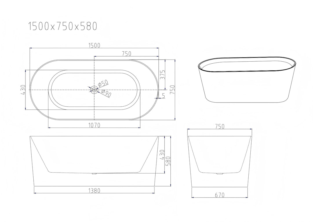 ISEO Freestanding Bathtub - Gloss White
