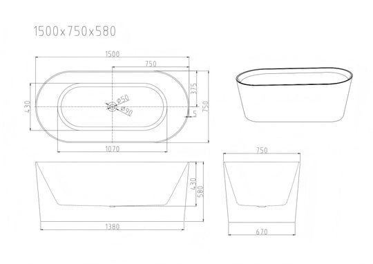 ISEO Freestanding Bathtub - Gloss White