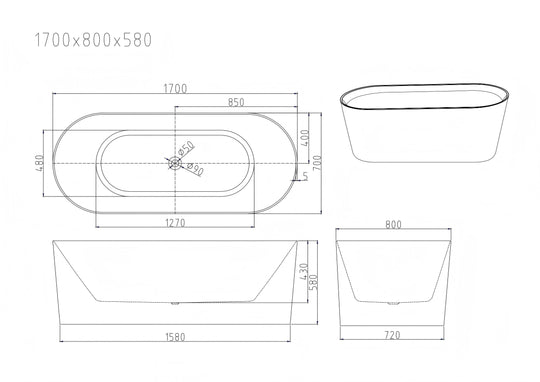 ISEO Freestanding Bathtub - Gloss White