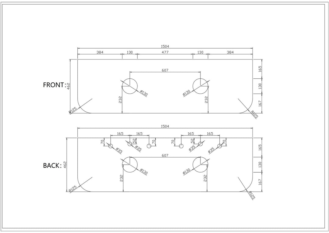 Rome 1500mm Wall-Hung Cabinet - Matt Black
