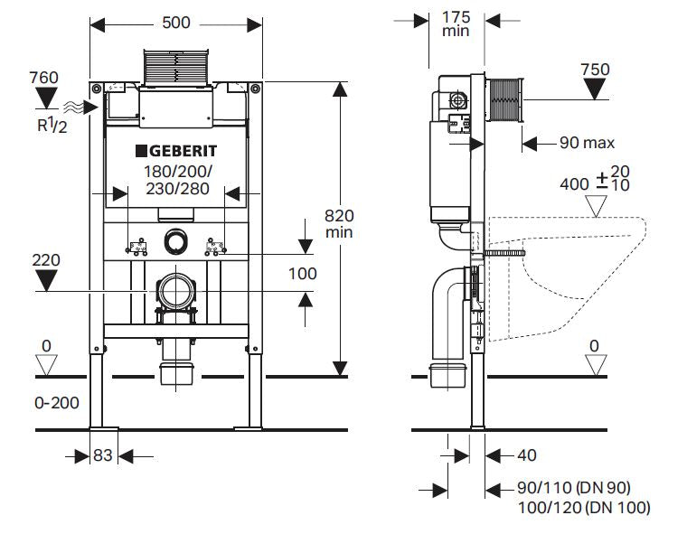 Geberit Kappa Duofix In-wall Cistern