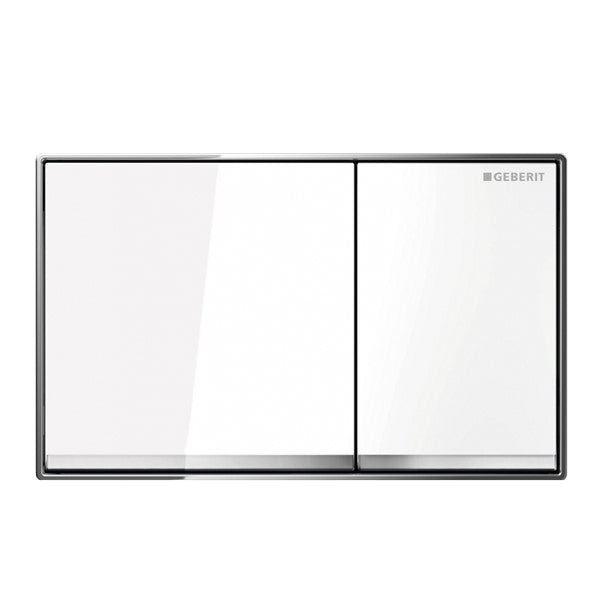 Geberit Sigma60 Dual Flush Plate  – White Glass Finish, Chrome Trim