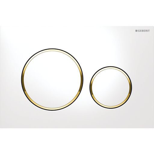 Geberit Sigma20 Flush Plate – White Finish, Gold Trim