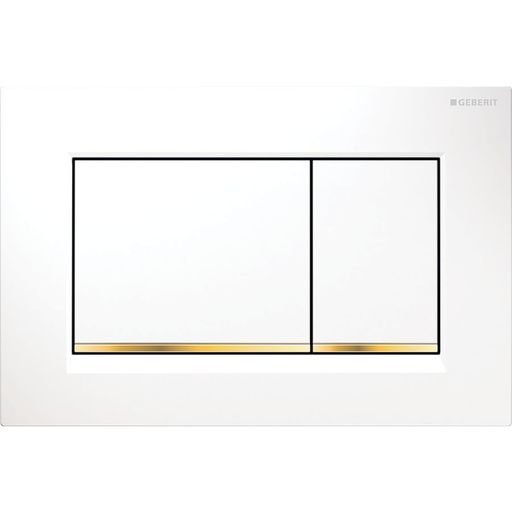 Geberit Sigma30 Flush Plate – White Finish, Gold Trim