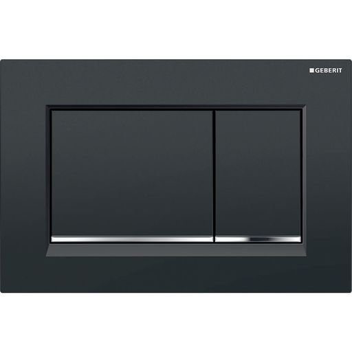 Geberit Sigma30 Flush Plate – Black Finish, Chrome Trim