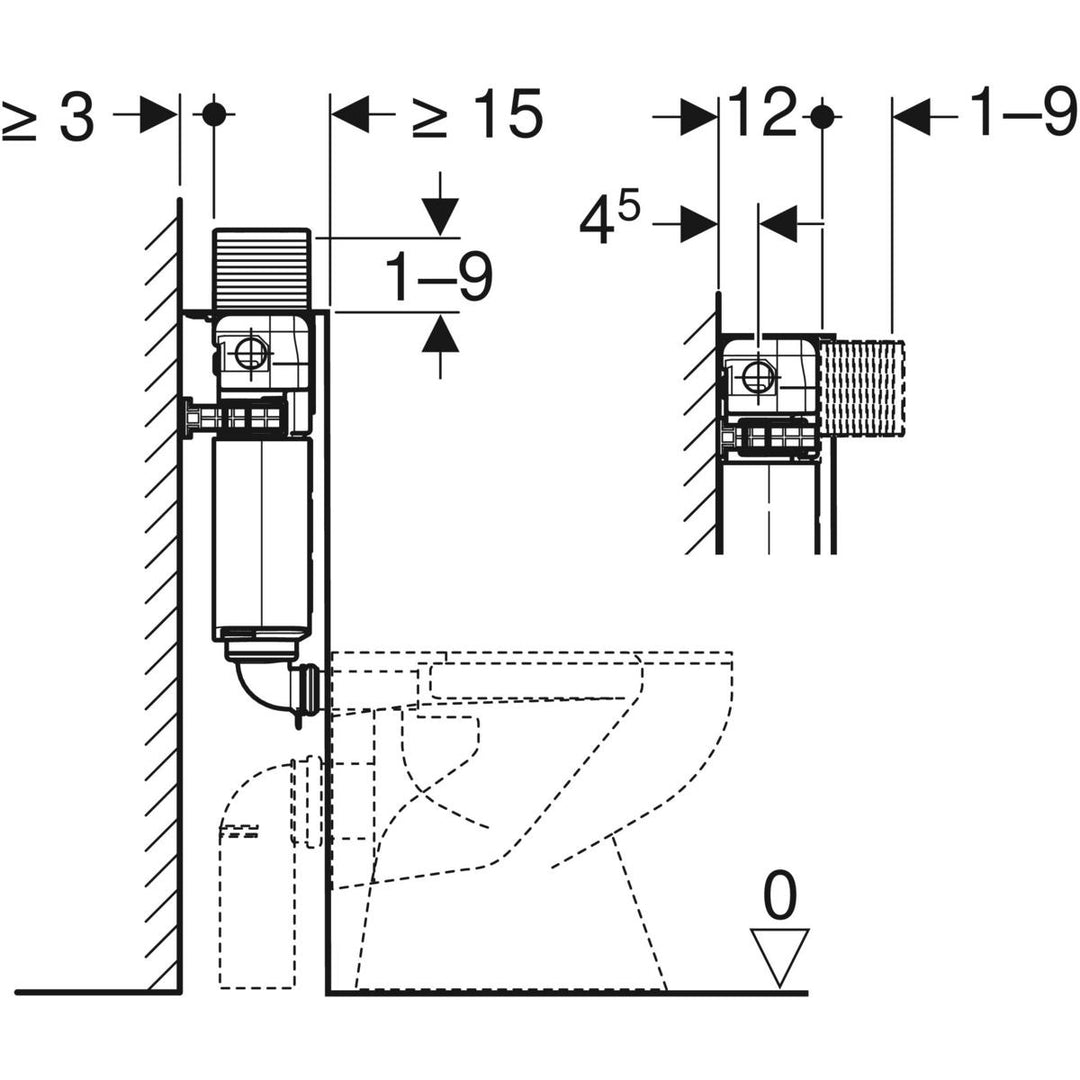 Geberit Alpha 12cm In-wall Cistern – 82cm Installation Height