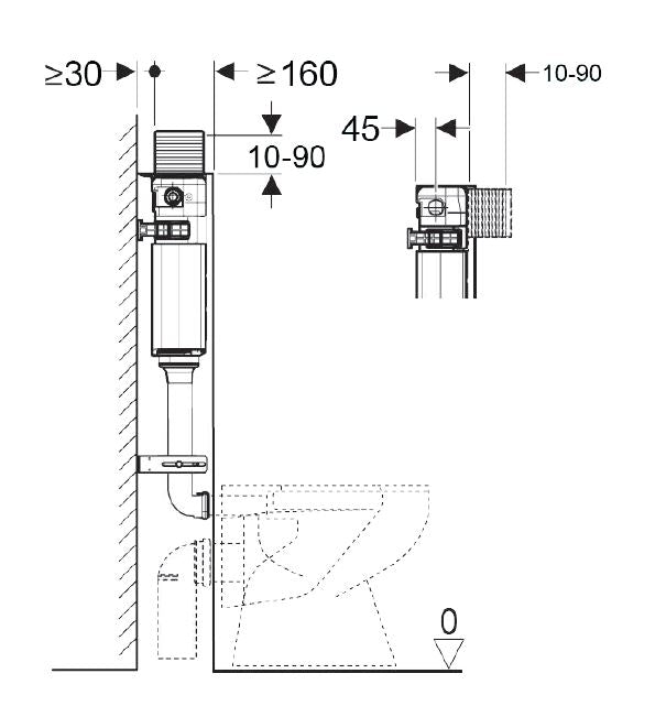 Geberit Alpha 12cm In-wall Cistern – 109cm Installation Height