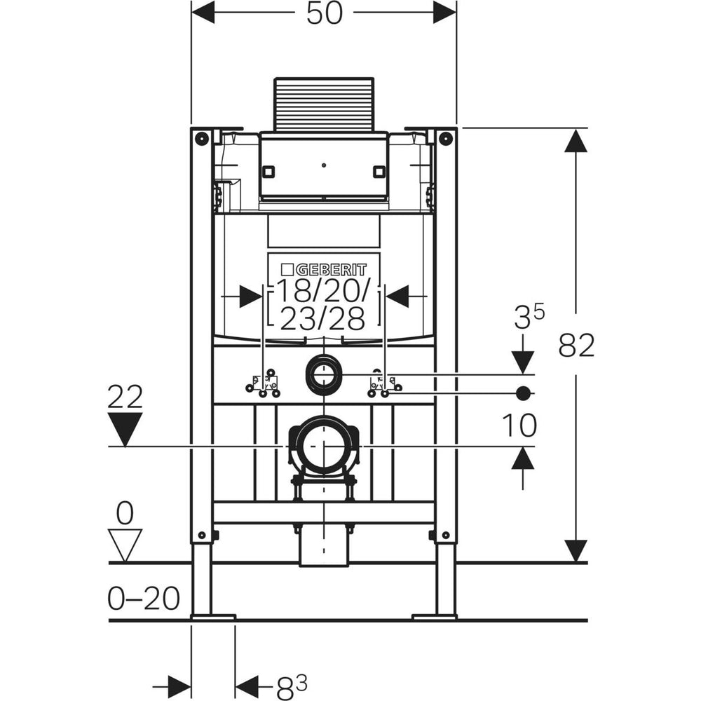 Geberit Duofix Frame with Alpha 12cm In-wall Cistern – 82cm Height
