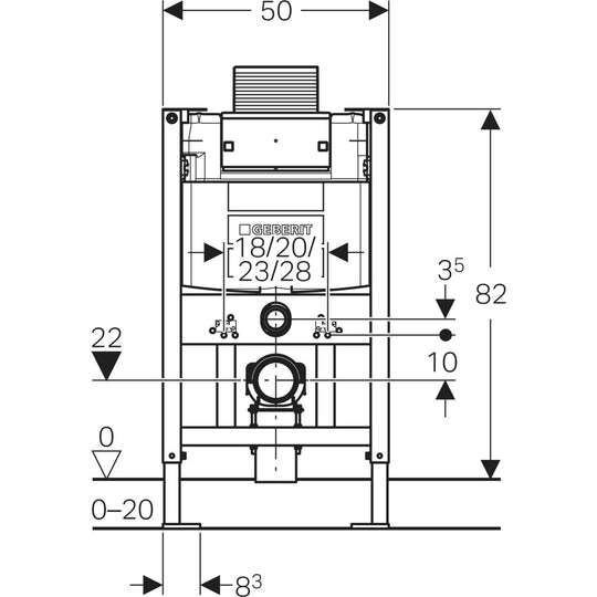 Geberit Duofix Frame with Alpha 12cm In-wall Cistern – 82cm Height