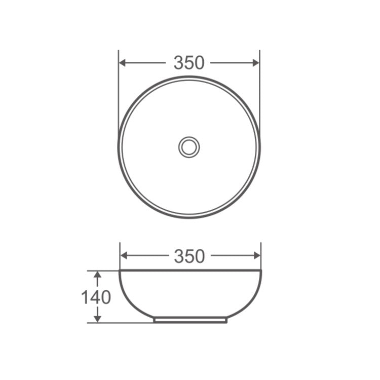 Asti 94 Counter-top Round Basin - Matt Black