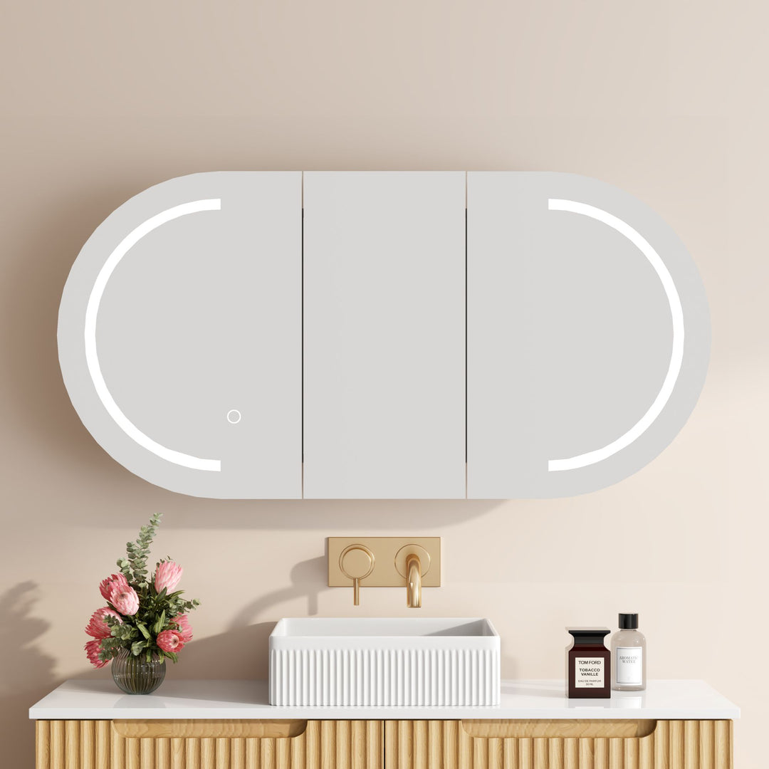 Athena 1200mm LED Oval Wall-Hung Shaving Cabinet