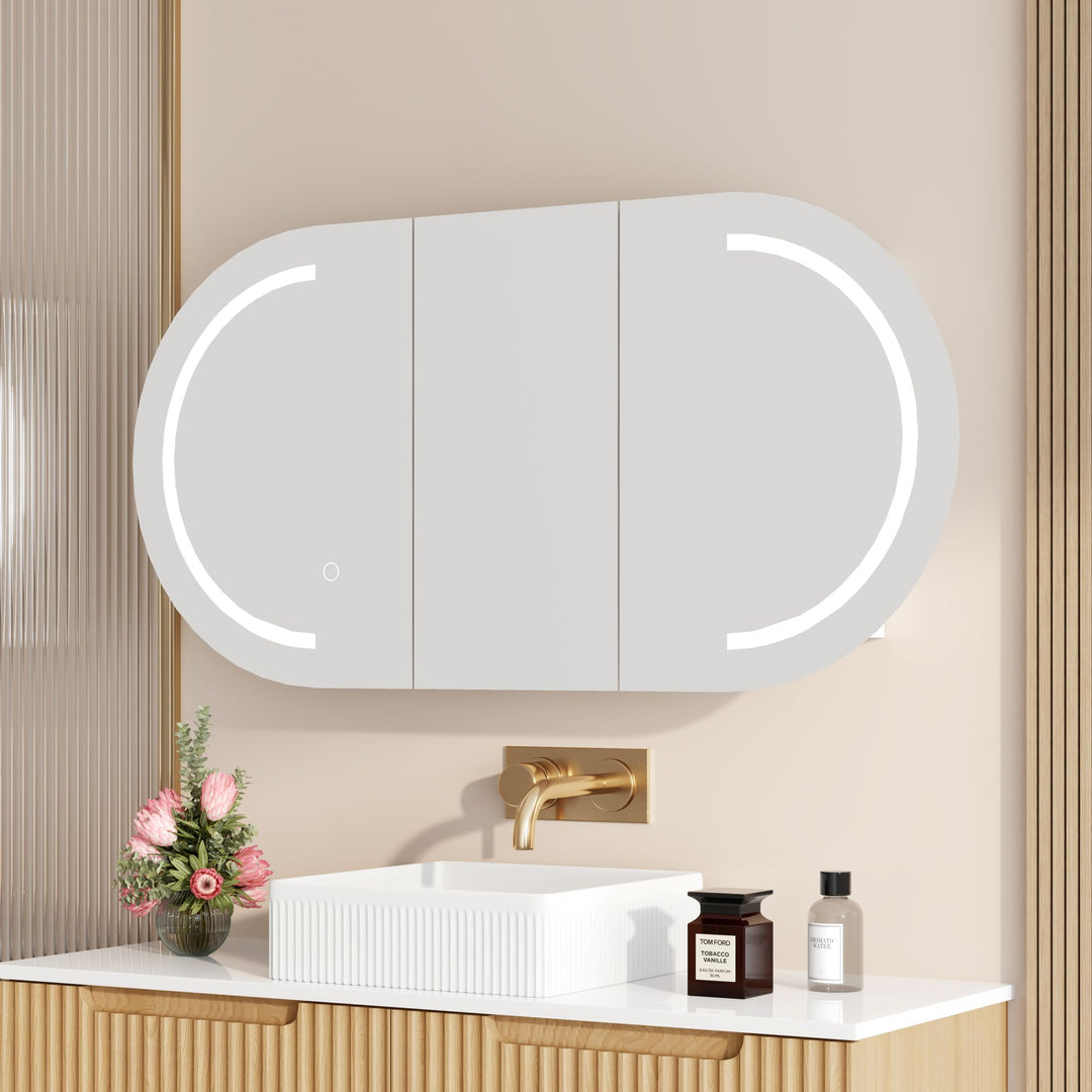 Athena 1200mm LED Oval Wall-Hung Shaving Cabinet