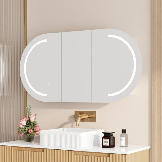 Athena 1200mm LED Oval Wall-Hung Shaving Cabinet