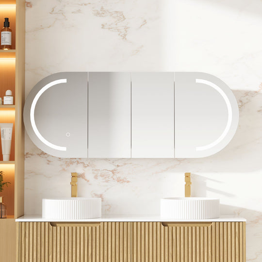 Athena 1500mm LED Oval Wall-Hung Shaving Cabinet