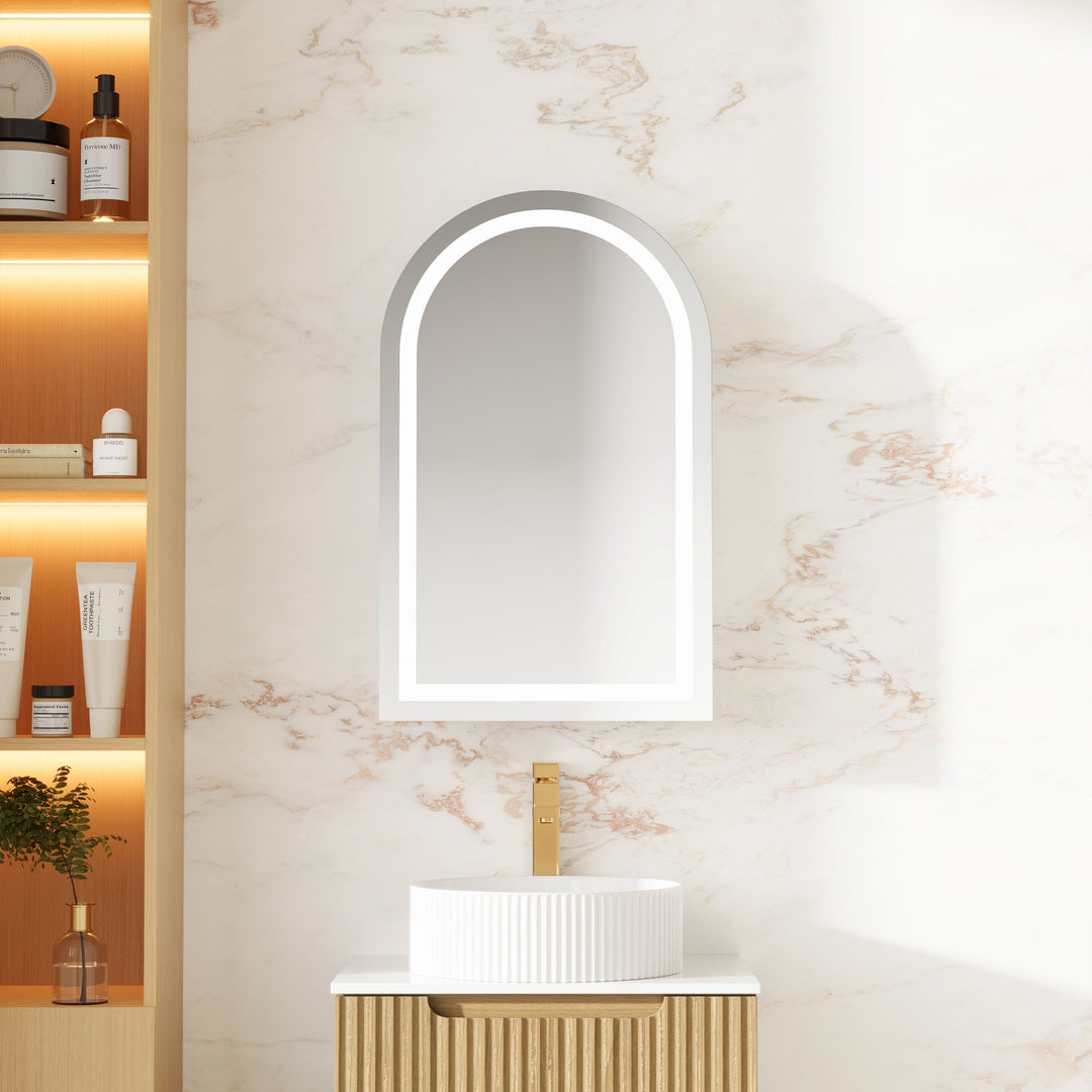 Athena 500 x 900mm LED Arch Wall-Hung Shaving Cabinet - Single Door