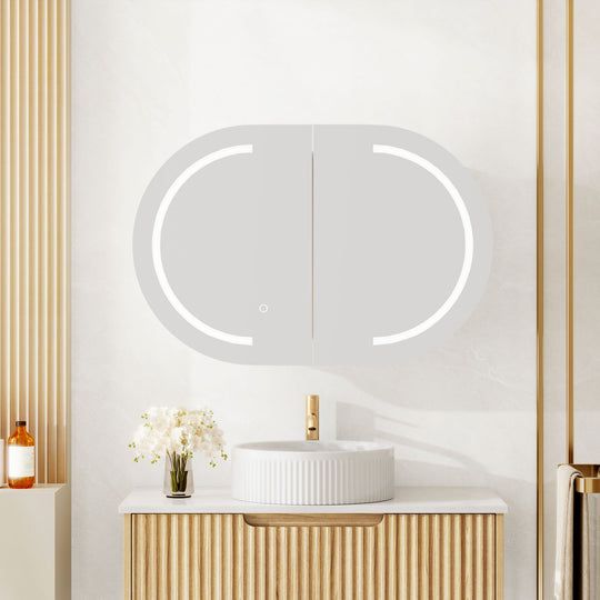 Athena 900mm LED Oval Wall-Hung Shaving Cabinet