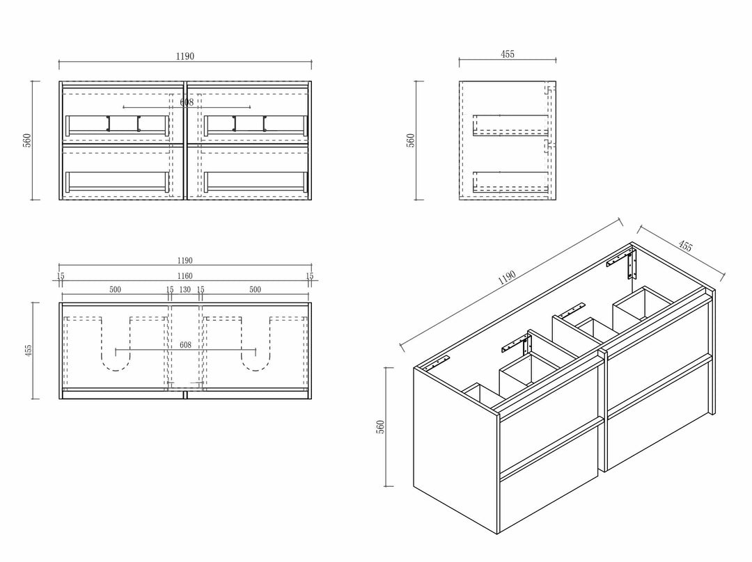 Bella 1200mm Wall-Hung Vanity - Notaio Walnut