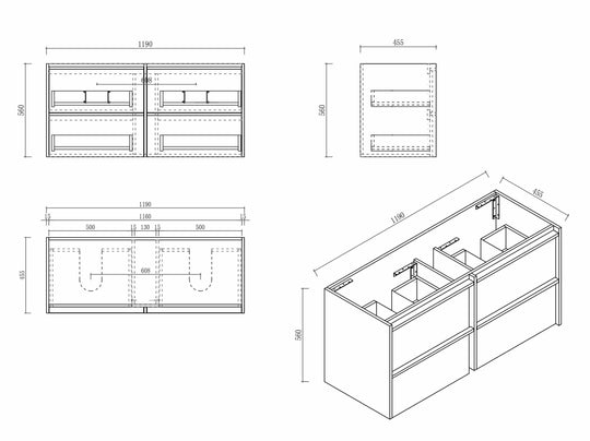 Bella 1200mm Wall-Hung Vanity - Notaio Walnut