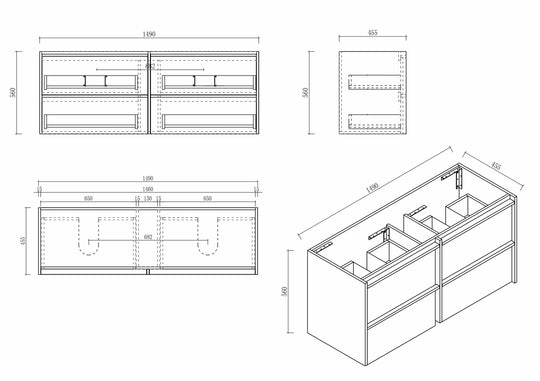 Bella 1500mm Wall-Hung Vanity - Notaio Walnut