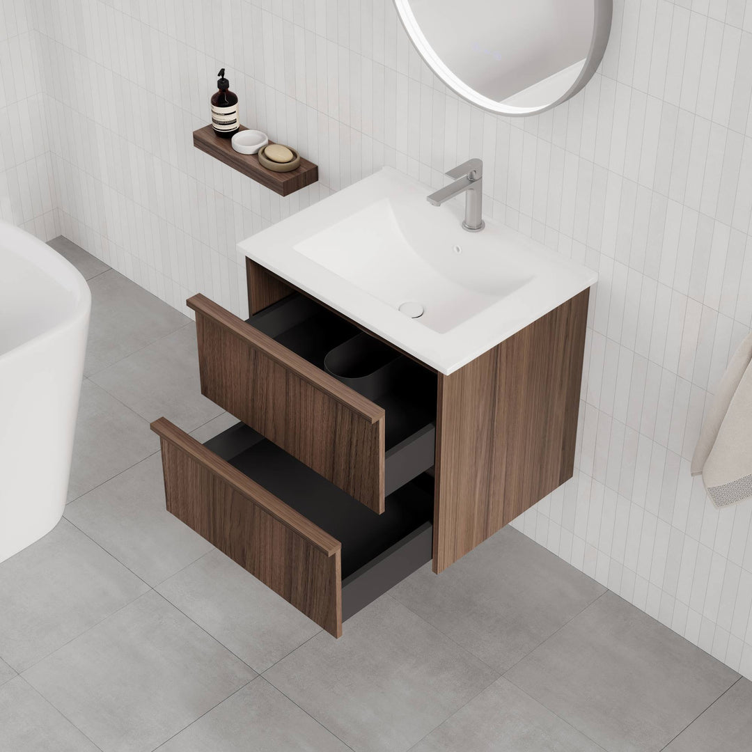Bella 600mm Wall-Hung Vanity - Notaio Walnut
