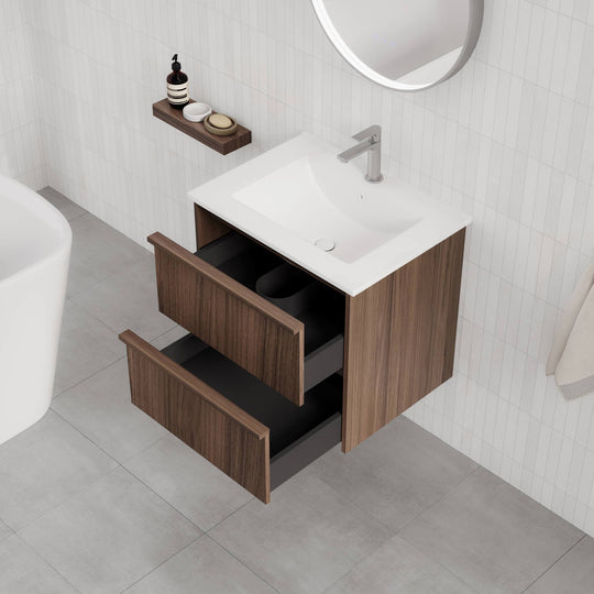 Bella 600mm Wall-Hung Vanity - Notaio Walnut
