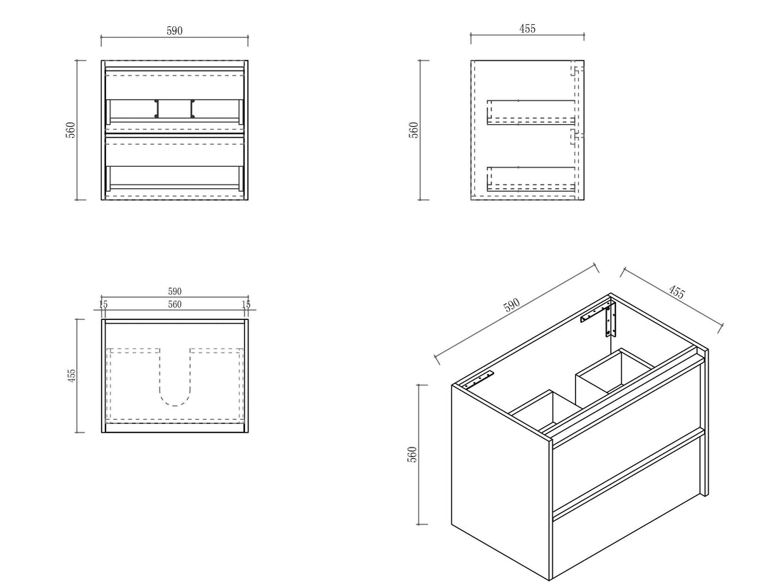 Bella 600mm Wall-Hung Vanity - Notaio Walnut