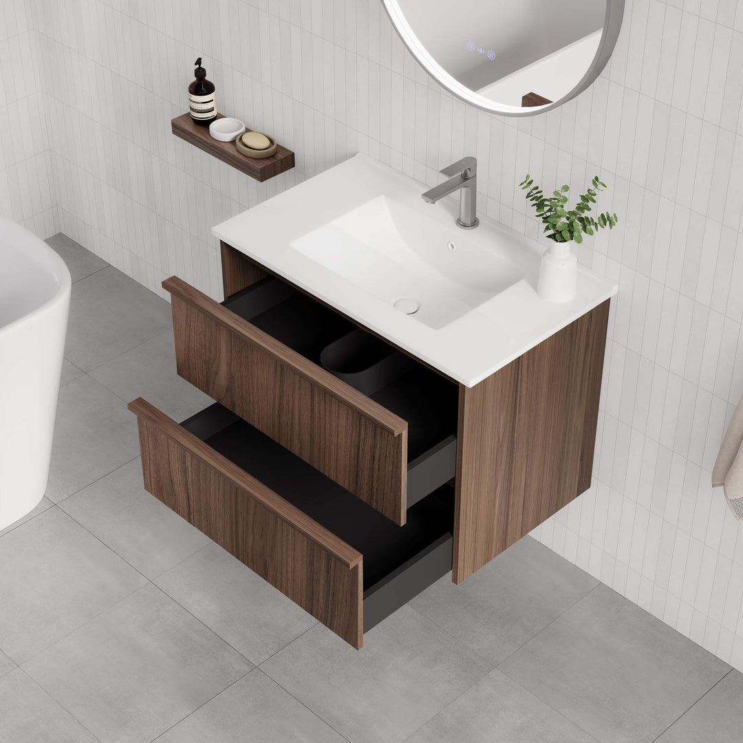 Bella 750mm Wall-Hung Vanity - Notaio Walnut