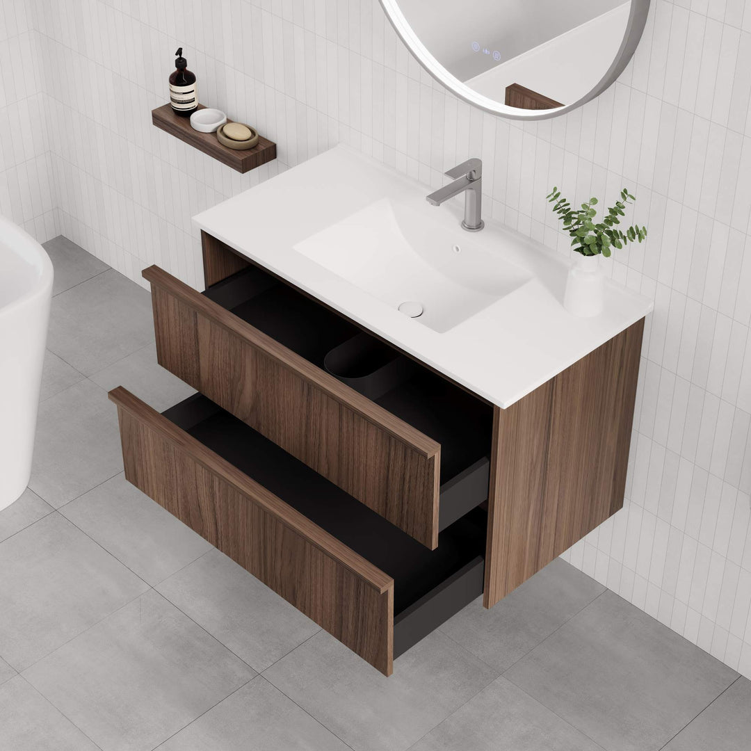 Bella 900mm Wall-Hung Vanity - Notaio Walnut