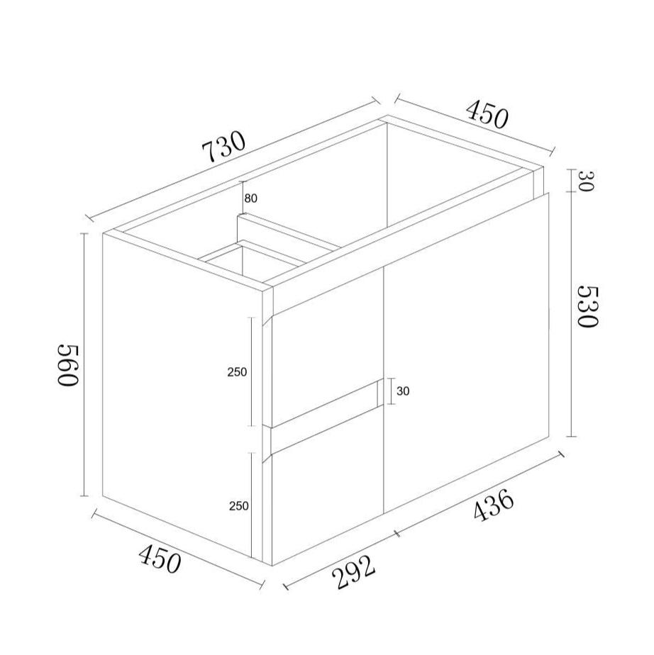 Meuble-lavabo suspendu BIANCA 750 mm blanc brillant