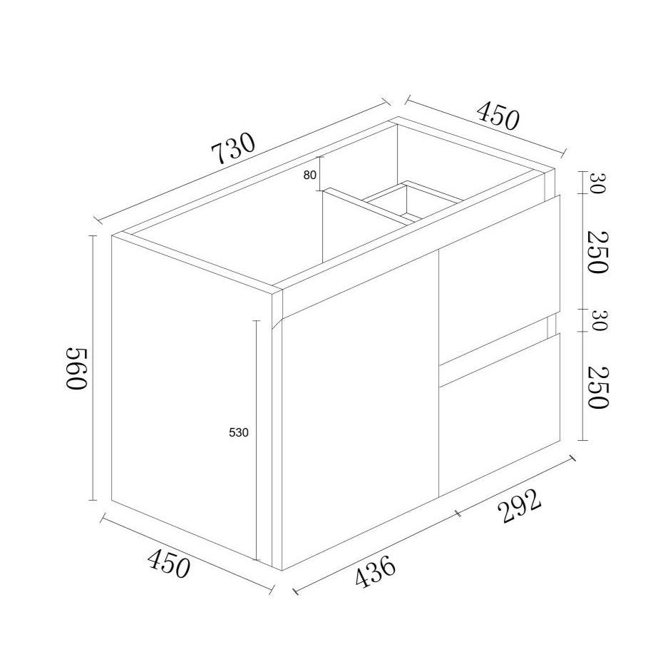 Meuble-lavabo suspendu BIANCA 750 mm blanc brillant