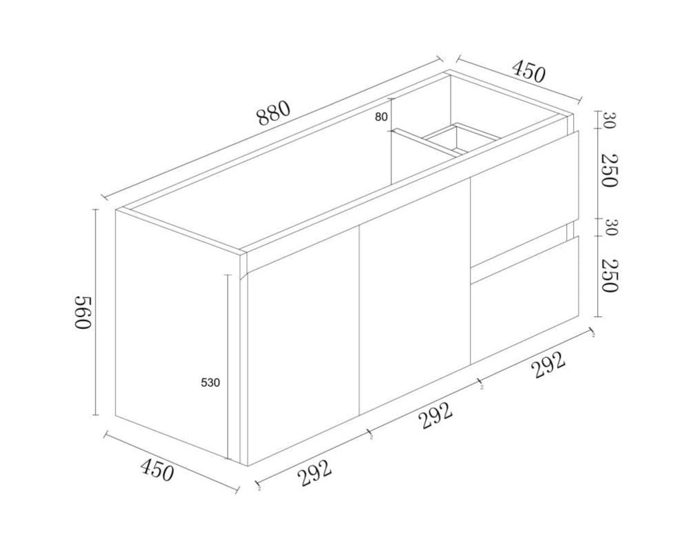 Meuble-lavabo suspendu BIANCA 750 mm blanc brillant