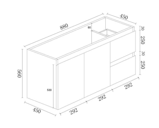 Meuble-lavabo suspendu BIANCA 750 mm blanc brillant