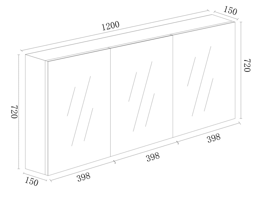 PVC Shaving Cabinet 1200mm - Glossy White