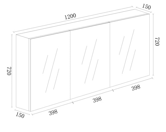 PVC Shaving Cabinet 1200mm - Glossy White