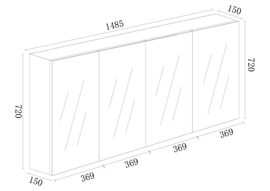 PVC Shaving Cabinet 1500mm - Glossy White