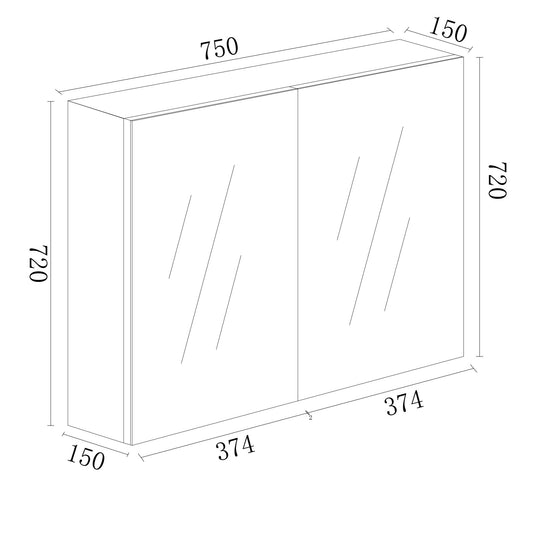 PVC Shaving Cabinet 750mm - Glossy White