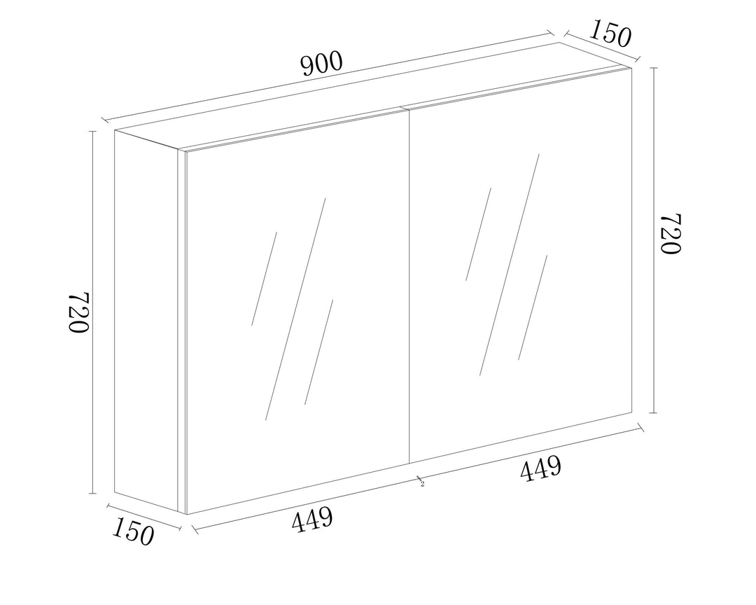 PVC Shaving Cabinet 900mm - Glossy White