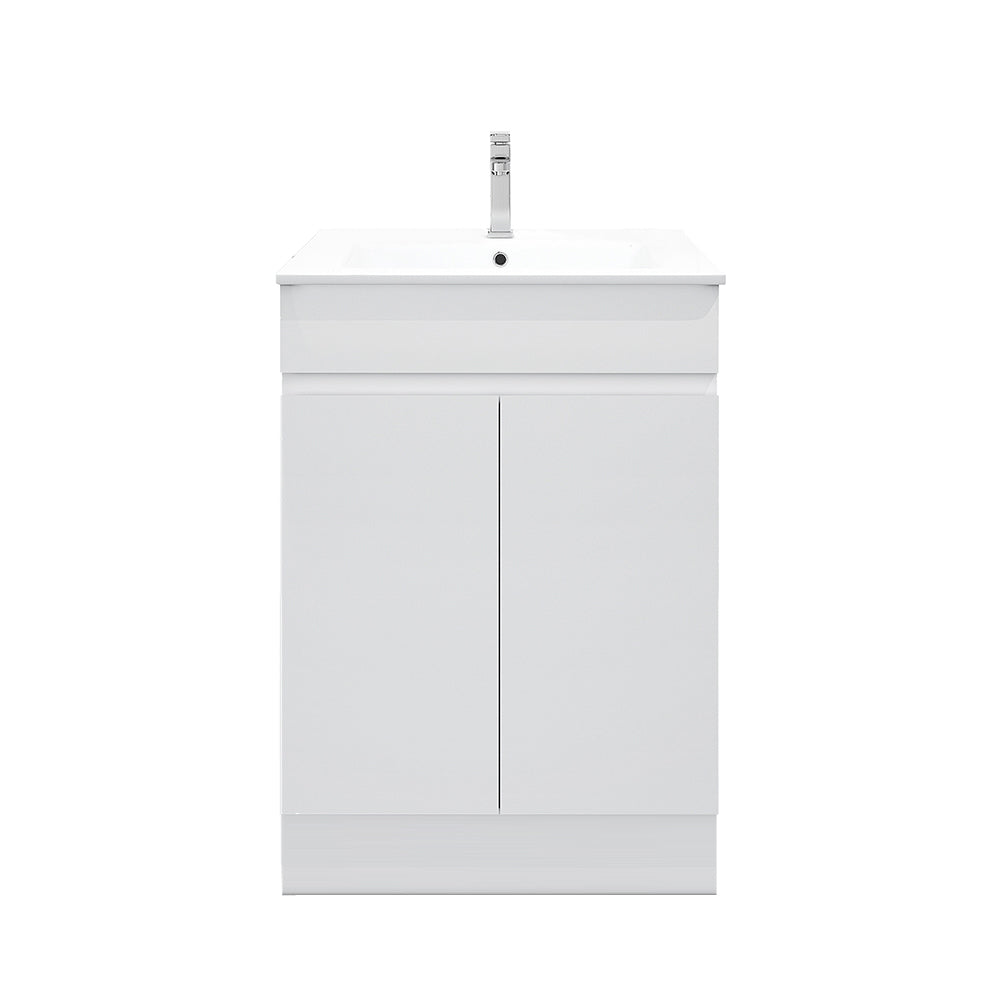 Meuble-lavabo sur pied BIANCA MDF SLIM 900 mm blanc brillant