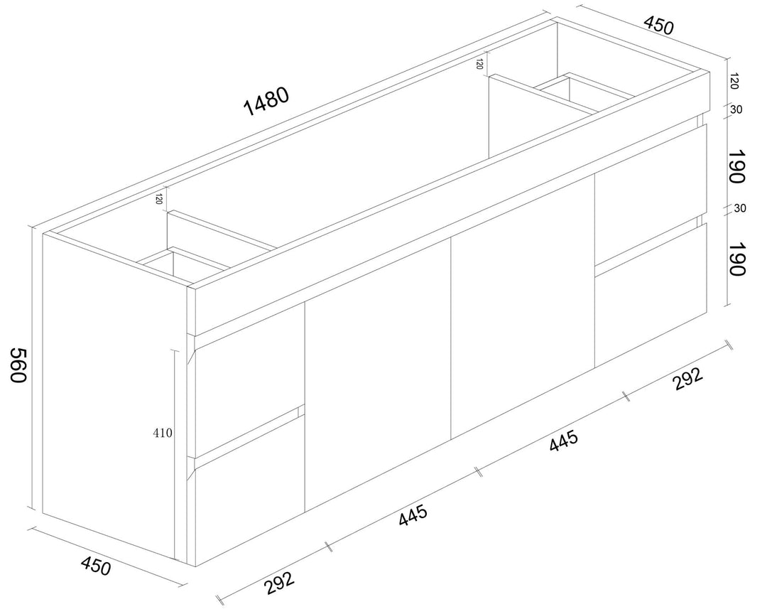 BIANCA 1500mm PVC Wall-Hung Vanity