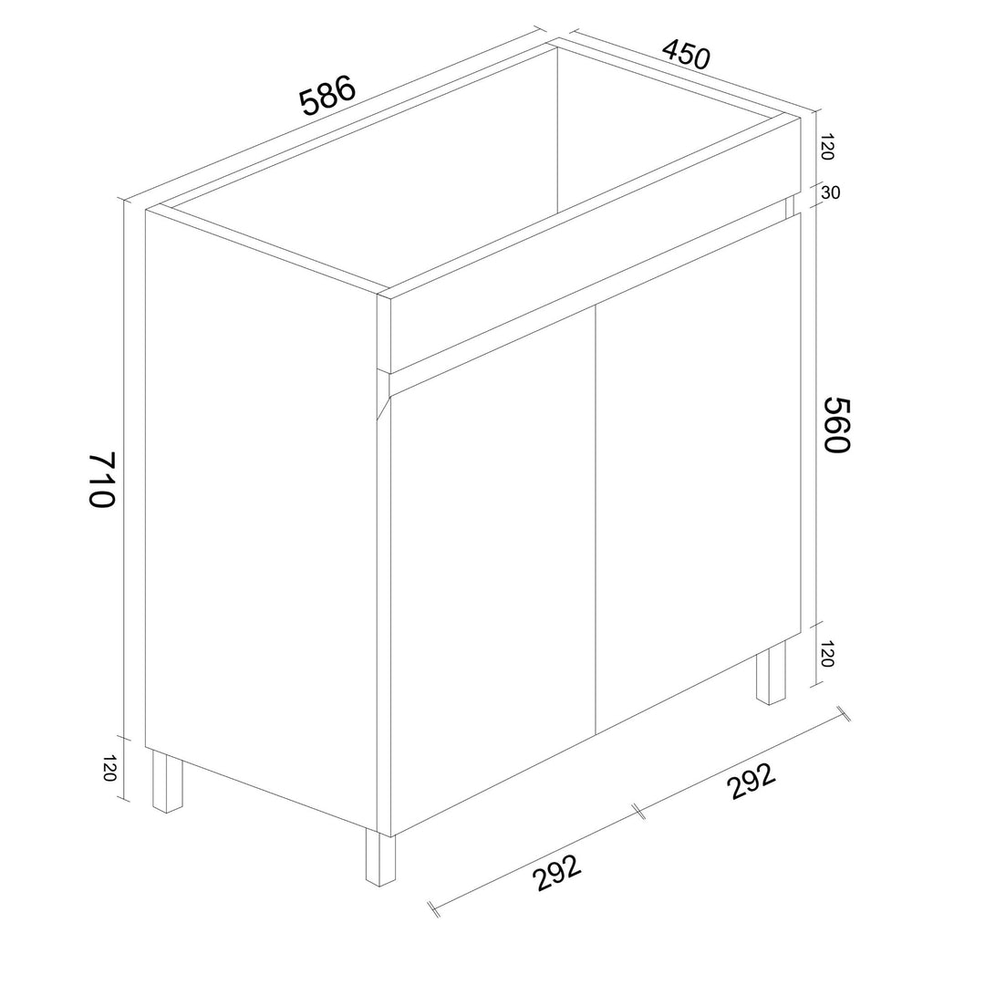 Meuble-lavabo sur pied BIANCA MDF SLIM 900 mm blanc brillant