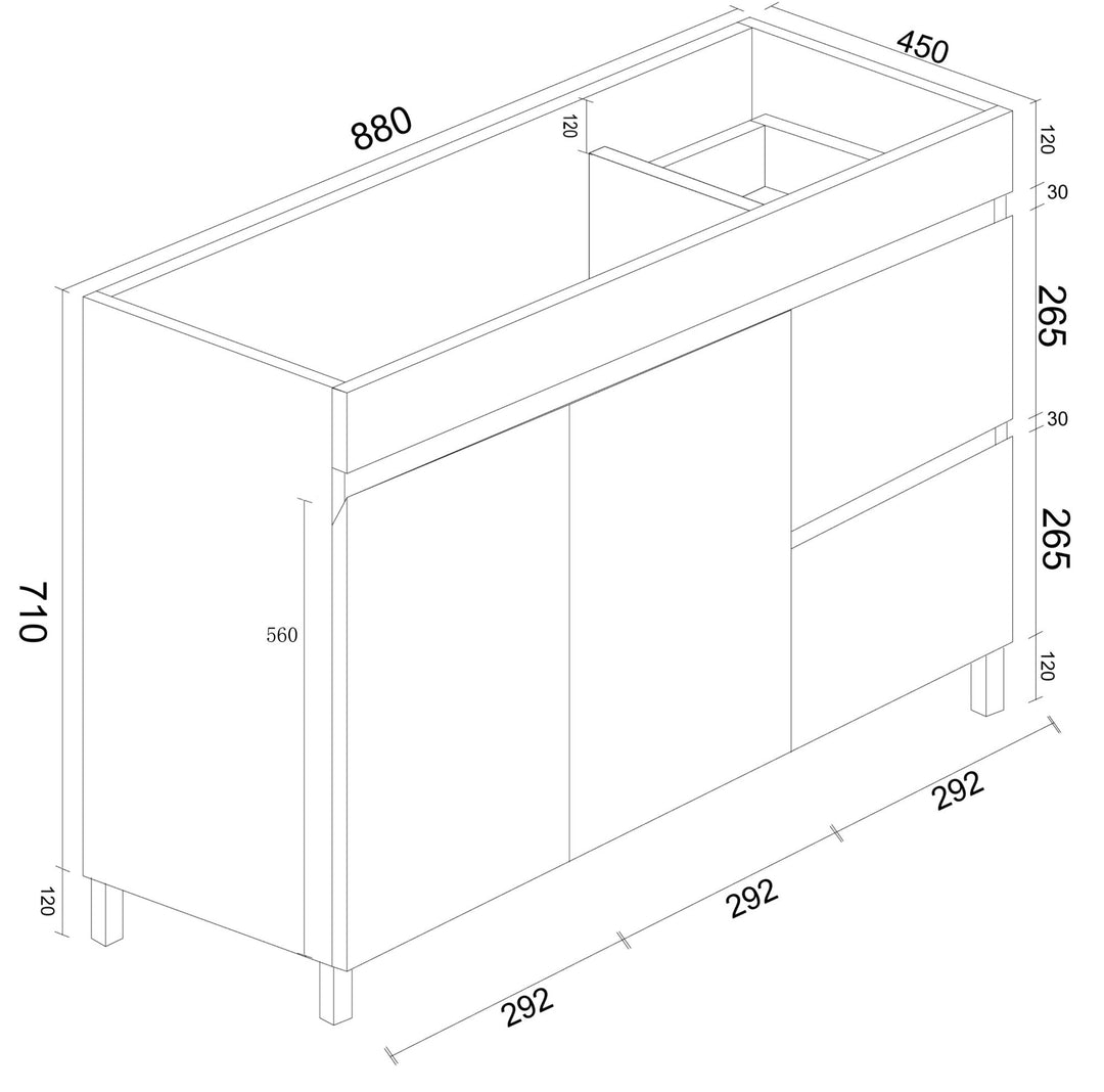 BIANCA 900mm PVC Freestanding Vanity (RHD)