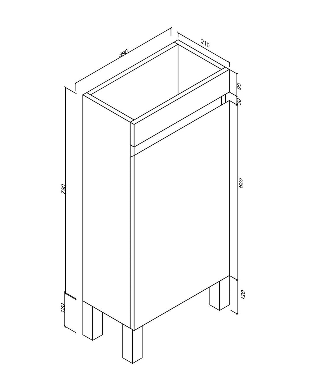 BIANCA 400mm PVC Slim Freestanding Vanity