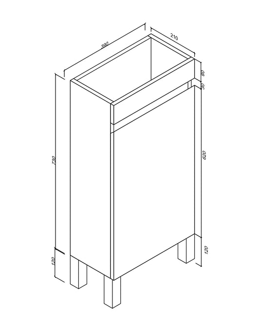 Meuble-lavabo sur pied BIANCA MDF SLIM 900 mm blanc brillant