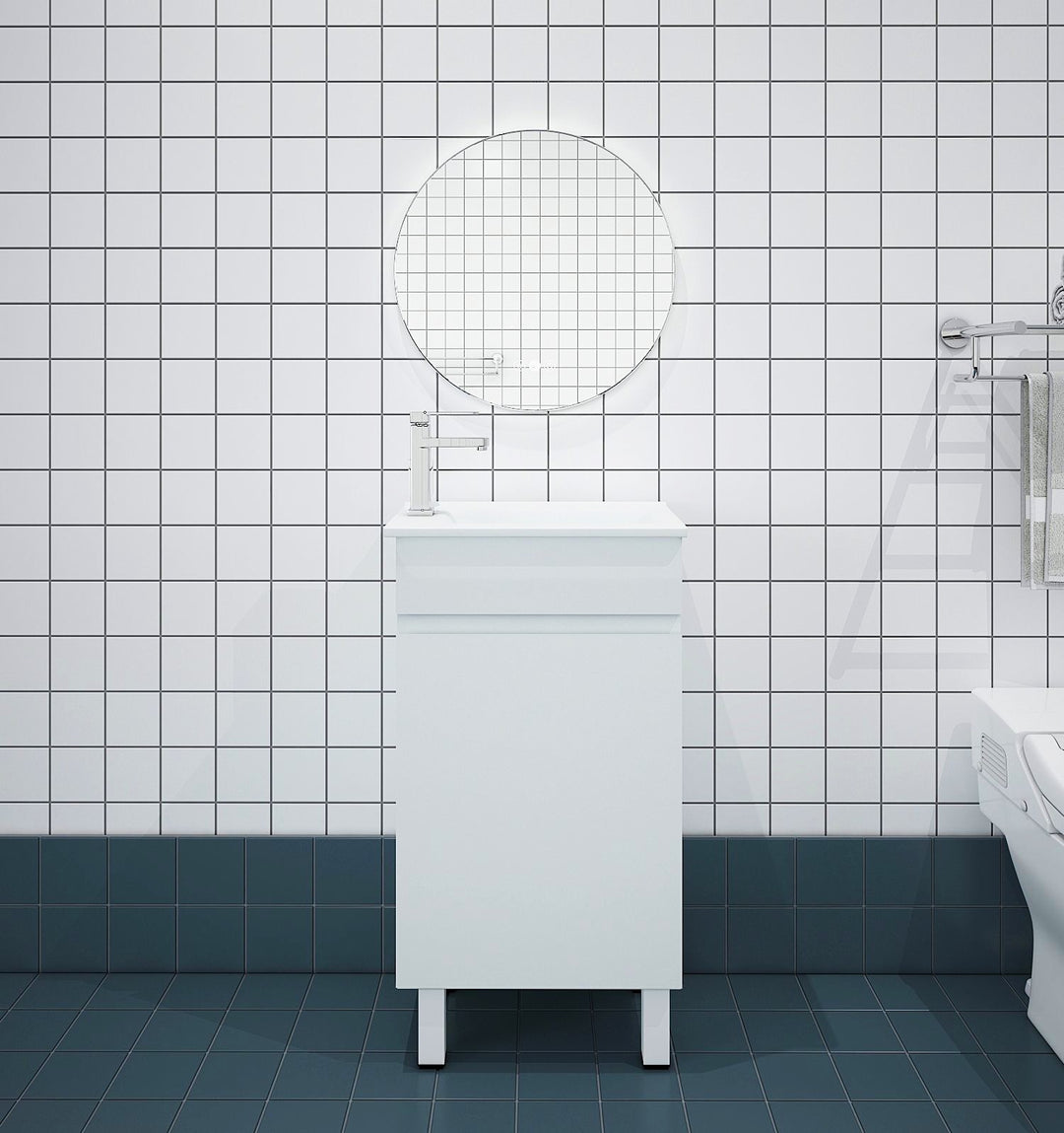 Meuble-lavabo sur pied BIANCA MDF SLIM 900 mm blanc brillant