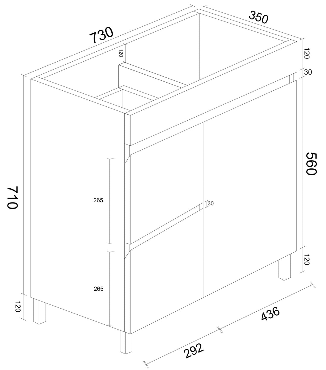 Meuble-lavabo sur pied BIANCA MDF SLIM 900 mm blanc brillant