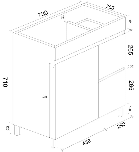 Meuble-lavabo sur pied BIANCA MDF SLIM 900 mm blanc brillant