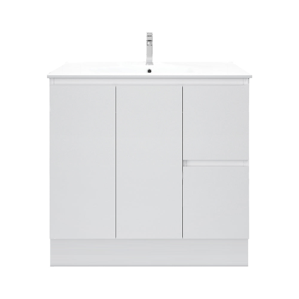 Meuble-lavabo sur pied BIANCA MDF SLIM 900 mm blanc brillant