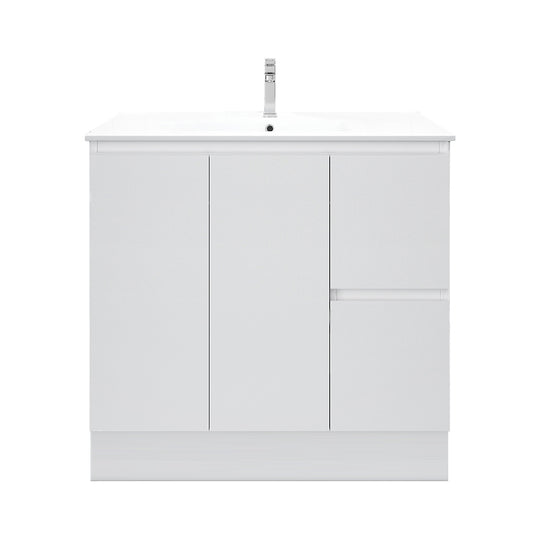 Meuble-lavabo sur pied BIANCA MDF SLIM 900 mm blanc brillant